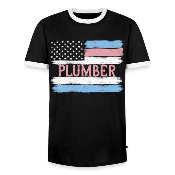 US Pride Heating Engineer Pipe Fitter Gift Idea - Männer Kontrast-T-Shirt - Schwarz/Weiß - Vorne - AI Model Female 172 light (172cm) & AI Model Male 178 light (178cm)