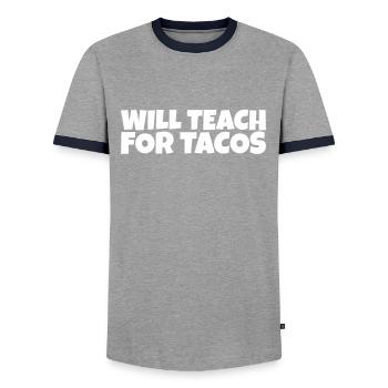 Teacher School Educator Taco Lover Gift - Men's Ringer Shirt - grey/navy  - Front - AI Model Female 172 light (172cm) & AI Model Male 178 light (178cm)