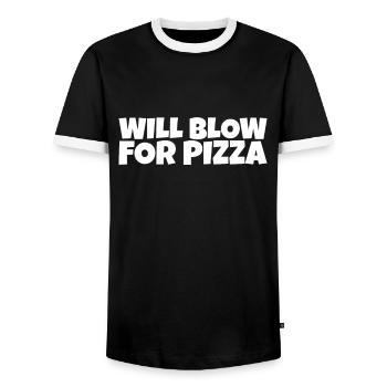 Wind Instrument Brass Musician Pizza Lover Gift - Männer Kontrast-T-Shirt - Schwarz/Weiß - Vorne - AI Model Female 172 light (172cm) & AI Model Male 178 light (178cm)