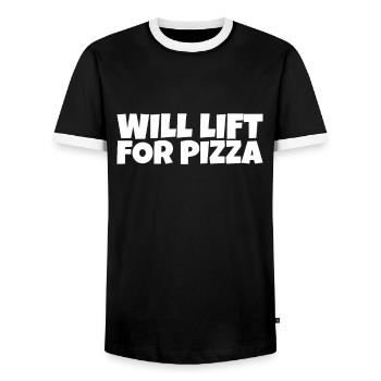 Weightlifter Fitness Forklift Pizza Lover Gift - Männer Kontrast-T-Shirt - Schwarz/Weiß - Vorne - AI Model Female 172 light (172cm) & AI Model Male 178 light (178cm)