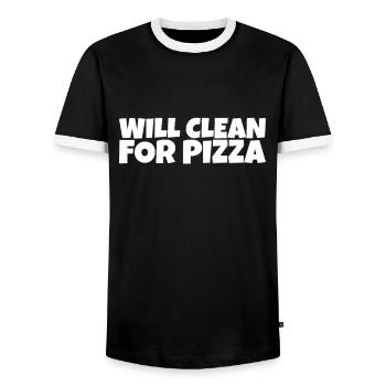 Cleaner Janitor Housekeeper Pizza Lover Gift - T-shirt contrasté Homme - noir/blanc - Devant - AI Model Female 172 light (172cm) & AI Model Male 178 light (178cm)