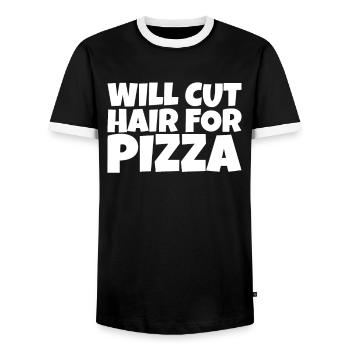 Hair Stylist Barber Hairdresser Pizza Lover Gift - Männer Kontrast-T-Shirt - Schwarz/Weiß - Vorne - AI Model Female 172 light (172cm) & AI Model Male 178 light (178cm)
