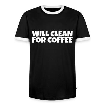 Nettoyeur Concierge Femme de ménage Café Amoureux Cadeau - T-shirt contrasté Homme - noir/blanc - Devant - AI Model Female 172 light (172cm) & AI Model Male 178 light (178cm)