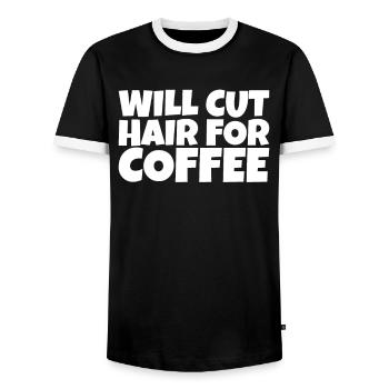 Hair Stylist Barber Hairdresser Coffee Lover Gift - Männer Kontrast-T-Shirt - Schwarz/Weiß - Vorne - AI Model Female 172 light (172cm) & AI Model Male 178 light (178cm)