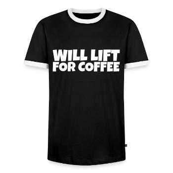 Weightlifter Fitness Forklift Coffee Lover Gift - Männer Kontrast-T-Shirt - Schwarz/Weiß - Vorne - AI Model Female 172 light (172cm) & AI Model Male 178 light (178cm)