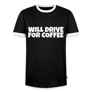 Taxi Bus Driver Chauffeur Coffee Lover Gift - Men's Ringer Shirt - black/white - Front - AI Model Female 172 light (172cm) & AI Model Male 178 light (178cm)
