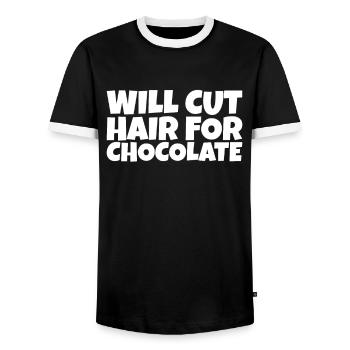 Stylist Barber Hairdresser Chocolate Lover Gift - Männer Kontrast-T-Shirt - Schwarz/Weiß - Vorne - AI Model Female 172 light (172cm) & AI Model Male 178 light (178cm)