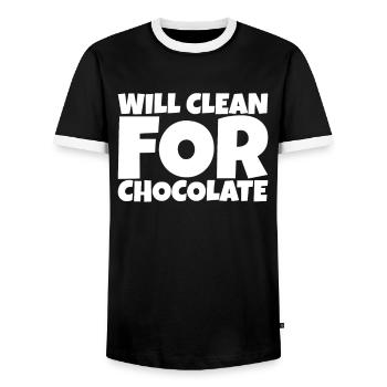 Cleaner Janitor Housekeeper Chocolate Lover Gift - T-shirt contrasté Homme - noir/blanc - Devant - AI Model Female 172 light (172cm) & AI Model Male 178 light (178cm)