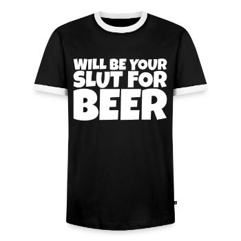 Adulte Humour Ironique Perv Bière Amateur Cadeau - T-shirt contrasté Homme - noir/blanc - Devant - AI Model Female 172 light (172cm) & AI Model Male 178 light (178cm)