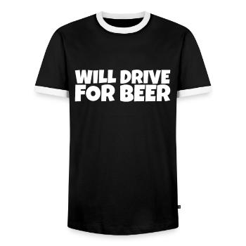 Chauffeur de bus de taxi Chauffeur Amateur de bière cadeau - T-shirt contrasté Homme - noir/blanc - Devant - AI Model Female 172 light (172cm) & AI Model Male 178 light (178cm)