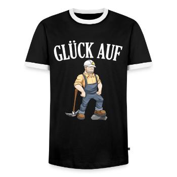 Glück Auf Bergbau Tagebau Bergarbeiter Geschenk - Männer Kontrast-T-Shirt - Schwarz/Weiß - Vorne - AI Model Female 172 light (172cm) & AI Model Male 178 light (178cm)