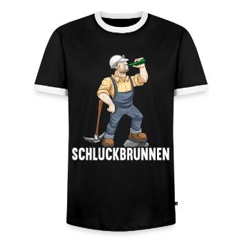 Lustige Bergbau Sprüche Biertrinker Geschenk - Männer Kontrast-T-Shirt - Schwarz/Weiß - Vorne - AI Model Female 172 light (172cm) & AI Model Male 178 light (178cm)