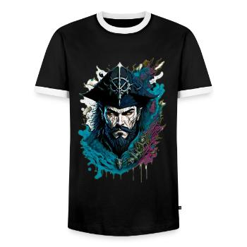 Dunkler Pirat - Männer Kontrast-T-Shirt - Schwarz/Weiß - Vorne - AI Model Female 172 light (172cm) & AI Model Male 178 light (178cm)