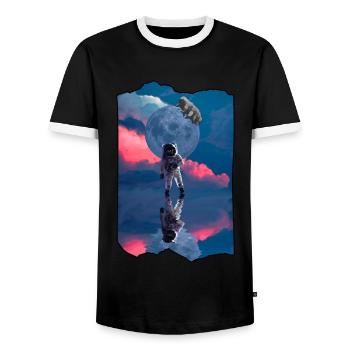 Weltraumastronaut Bärtierchen-Wasserbär - Männer Kontrast-T-Shirt - Schwarz/Weiß - Vorne - AI Model Female 172 light (172cm) & AI Model Male 178 light (178cm)