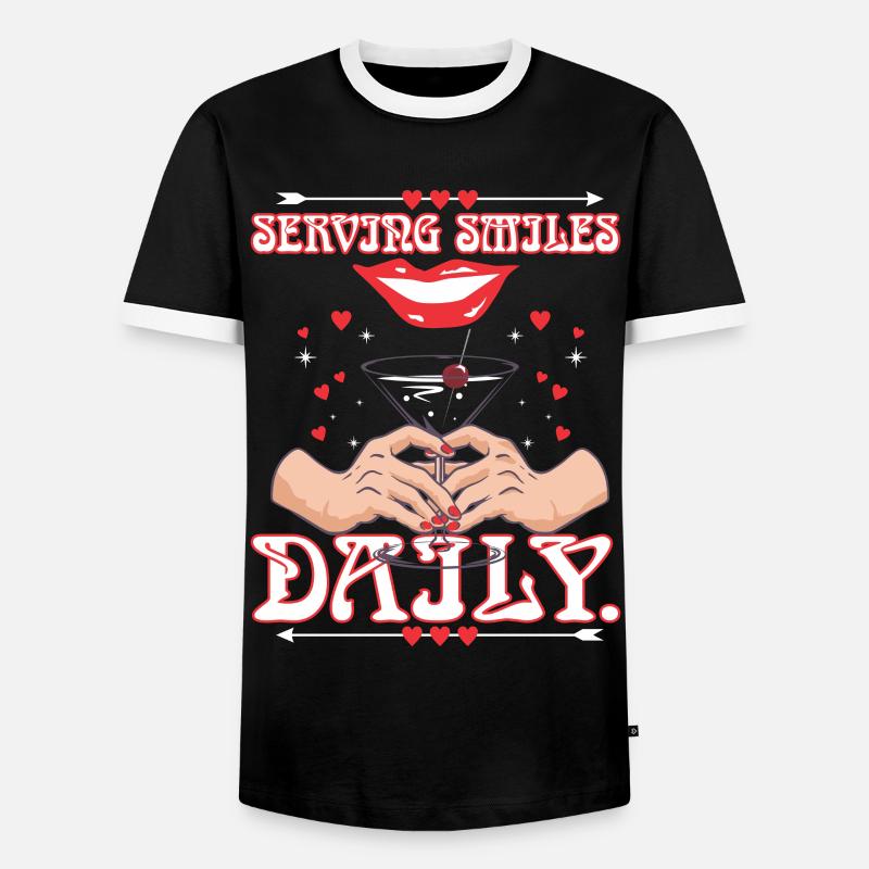 Serving Bartender - Men's Ringer Shirt - black/white
