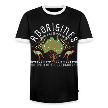 Aborigines Spirit of Land - Männer Kontrast-T-Shirt - Schwarz/Weiß - Vorne - AI Model Female 172 light (172cm) & AI Model Male 178 light (178cm)