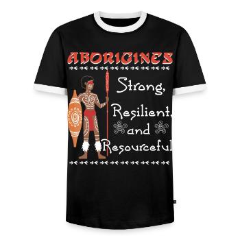 Aborigines Strong - Männer Kontrast-T-Shirt - Schwarz/Weiß - Vorne - AI Model Female 172 light (172cm) & AI Model Male 178 light (178cm)