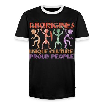 Aborigines Unique Culture - Männer Kontrast-T-Shirt - Schwarz/Weiß - Vorne - AI Model Female 172 light (172cm) & AI Model Male 178 light (178cm)