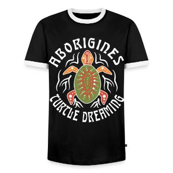 Aborigines Turtle Dreaming - Männer Kontrast-T-Shirt - Schwarz/Weiß - Vorne - AI Model Female 172 light (172cm) & AI Model Male 178 light (178cm)