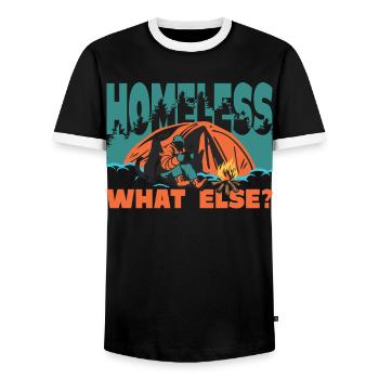 homeless What else? - Men's Ringer Shirt - black/white - Front - AI Model Female 172 light (172cm) & AI Model Male 178 light (178cm)