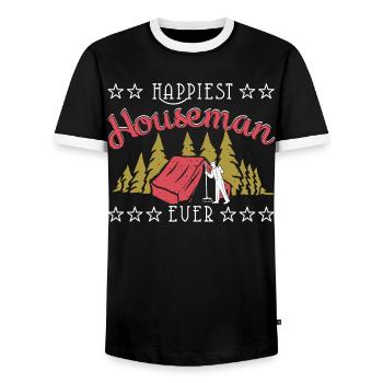 happiest houseman ever - Männer Kontrast-T-Shirt - Schwarz/Weiß - Vorne - AI Model Female 172 light (172cm) & AI Model Male 178 light (178cm)