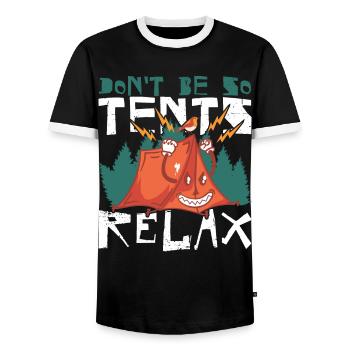 Don't be so tents Relax! - Männer Kontrast-T-Shirt - Schwarz/Weiß - Vorne - AI Model Female 172 light (172cm) & AI Model Male 178 light (178cm)