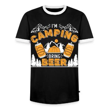I'm camping Bring beer - Männer Kontrast-T-Shirt - Schwarz/Weiß - Vorne - AI Model Female 172 light (172cm) & AI Model Male 178 light (178cm)