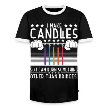 Ich mache Kerzen - Männer Kontrast-T-Shirt - Schwarz/Weiß - Vorne - AI Model Female 172 light (172cm) & AI Model Male 178 light (178cm)