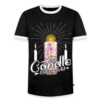 Artiste de fabrication de bougies - T-shirt contrasté Homme - noir/blanc - Devant - AI Model Female 172 light (172cm) & AI Model Male 178 light (178cm)
