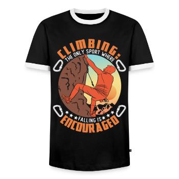 The only sport where falling is encouraged - Men's Ringer Shirt - black/white - Front - AI Model Female 172 light (172cm) & AI Model Male 178 light (178cm)