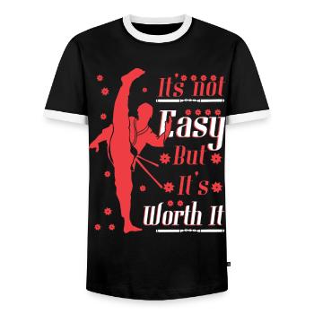 It's not easy But it's worth it - Men's Ringer Shirt - black/white - Front - AI Model Female 172 light (172cm) & AI Model Male 178 light (178cm)
