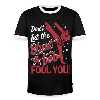 Ne vous laissez pas tromper par le bob émoussé - T-shirt contrasté Homme - noir/blanc - Devant - AI Model Female 172 light (172cm) & AI Model Male 178 light (178cm)