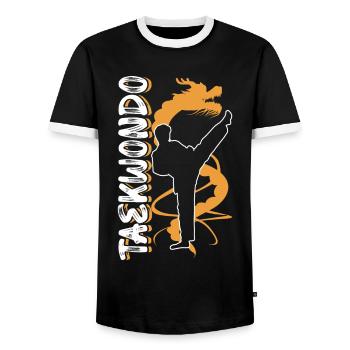 Taekwondo - T-shirt contrasté Homme - noir/blanc - Devant - AI Model Female 172 light (172cm) & AI Model Male 178 light (178cm)