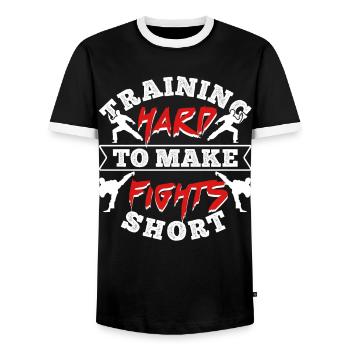 S’entraîner dur pour raccourcir les combats - T-shirt contrasté Homme - noir/blanc - Devant - AI Model Female 172 light (172cm) & AI Model Male 178 light (178cm)