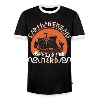 Karthager Nerd - Männer Kontrast-T-Shirt - Schwarz/Weiß - Vorne - AI Model Female 172 light (172cm) & AI Model Male 178 light (178cm)