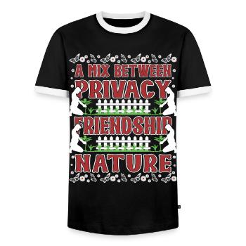 Un mélange entre intimité Amitié Nature - T-shirt contrasté Homme - noir/blanc - Devant - AI Model Female 172 light (172cm) & AI Model Male 178 light (178cm)