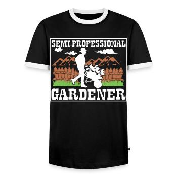 Jardinier semi-professionnel - T-shirt contrasté Homme - noir/blanc - Devant - AI Model Female 172 light (172cm) & AI Model Male 178 light (178cm)