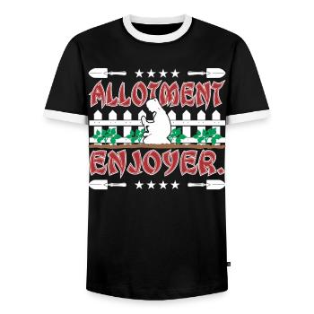 allotment enjoyer. - Men's Ringer Shirt - black/white - Front - AI Model Female 172 light (172cm) & AI Model Male 178 light (178cm)