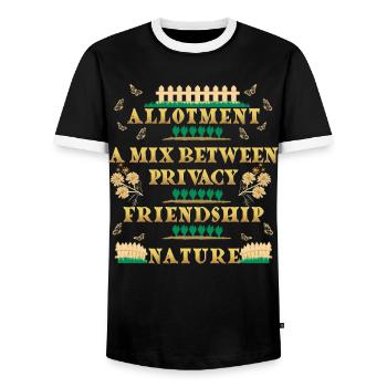 Lotissement : un mélange entre intimité Amitié Nature - T-shirt contrasté Homme - noir/blanc - Devant - AI Model Female 172 light (172cm) & AI Model Male 178 light (178cm)