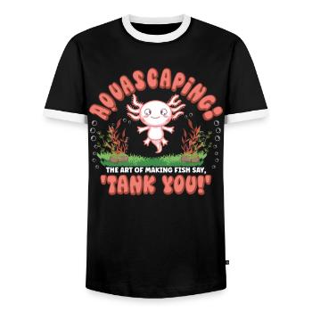 the art of making fish say, 'Tank you! - Men's Ringer Shirt - black/white - Front - AI Model Female 172 light (172cm) & AI Model Male 178 light (178cm)