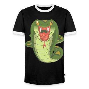 Schlange - Männer Kontrast-T-Shirt - Schwarz/Weiß - Vorne - AI Model Female 172 light (172cm) & AI Model Male 178 light (178cm)