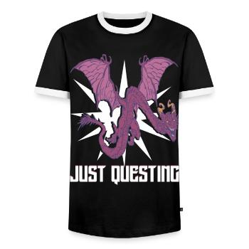 Just questing - Men's Ringer Shirt - black/white - Front - AI Model Female 172 light (172cm) & AI Model Male 178 light (178cm)