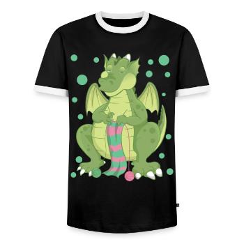 dragon - Men's Ringer Shirt - black/white - Front - AI Model Female 172 light (172cm) & AI Model Male 178 light (178cm)