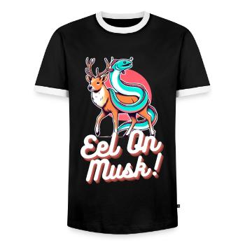 Lustiges Wortspiel-Design - Eal On Musk - Männer Kontrast-T-Shirt - Schwarz/Weiß - Vorne - AI Model Female 172 light (172cm) & AI Model Male 178 light (178cm)