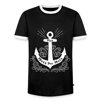 Plattdeutsche Sprüche - Männer Kontrast-T-Shirt - Schwarz/Weiß - Vorne - AI Model Female 172 light (172cm) & AI Model Male 178 light (178cm)