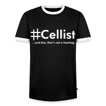 Violoncelle violoncelle orchestre instrument de musique - T-shirt contrasté Homme - noir/blanc - Devant - AI Model Female 172 light (172cm) & AI Model Male 178 light (178cm)