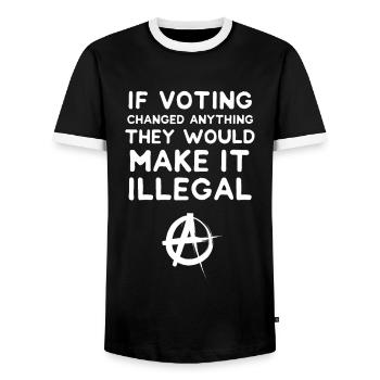 anarchy - Men's Ringer Shirt - black/white - Front - AI Model Female 172 light (172cm) & AI Model Male 178 light (178cm)