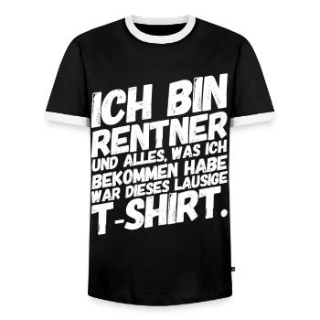 Rentner Rentnerin Lustige Sprüche T-Shirt - Männer Kontrast-T-Shirt - Schwarz/Weiß - Vorne - AI Model Female 172 light (172cm) & AI Model Male 178 light (178cm)