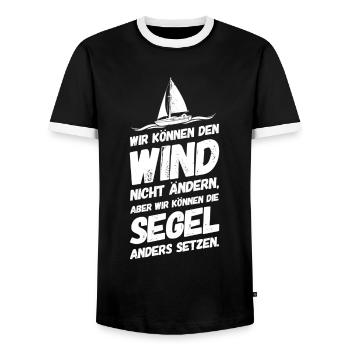 Segeln Segelboot Segelsport Segler Wind - Männer Kontrast-T-Shirt - Schwarz/Weiß - Vorne - AI Model Female 172 light (172cm) & AI Model Male 178 light (178cm)
