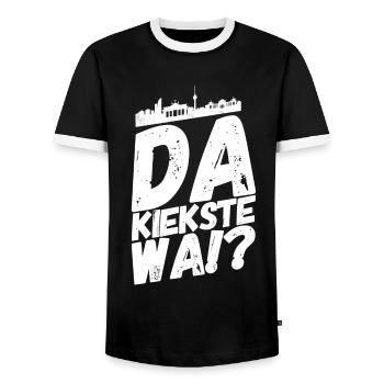 Berlin Berliner Lustige Sprüche Mundart Kiekste - Männer Kontrast-T-Shirt - Schwarz/Weiß - Vorne - AI Model Female 172 light (172cm) & AI Model Male 178 light (178cm)